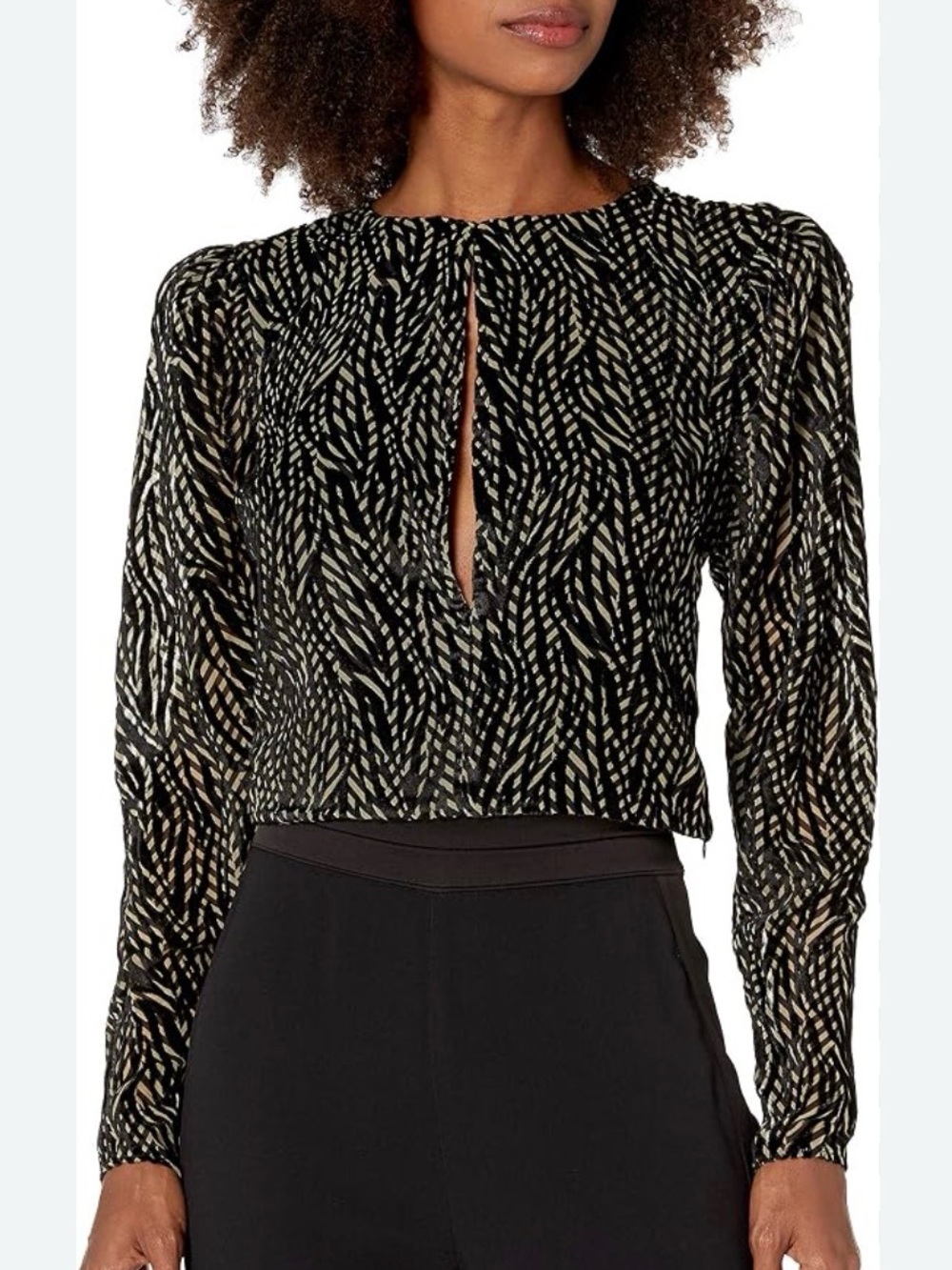 House of Harlow 1960 x REVOLVE Black Tan Top Velvet Zebra Gilda Cropped Medium